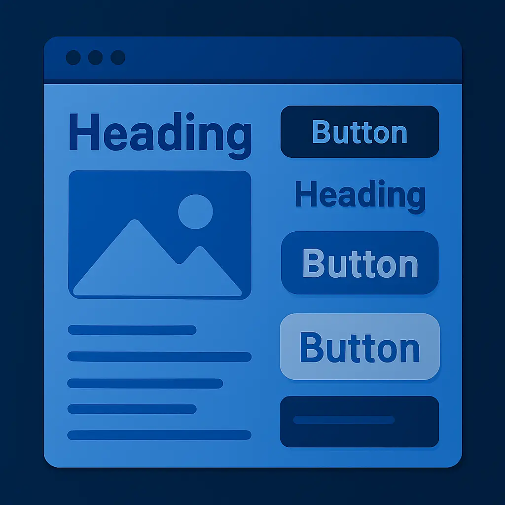 Inconsistent button styles and heading sizes on a mock webpage