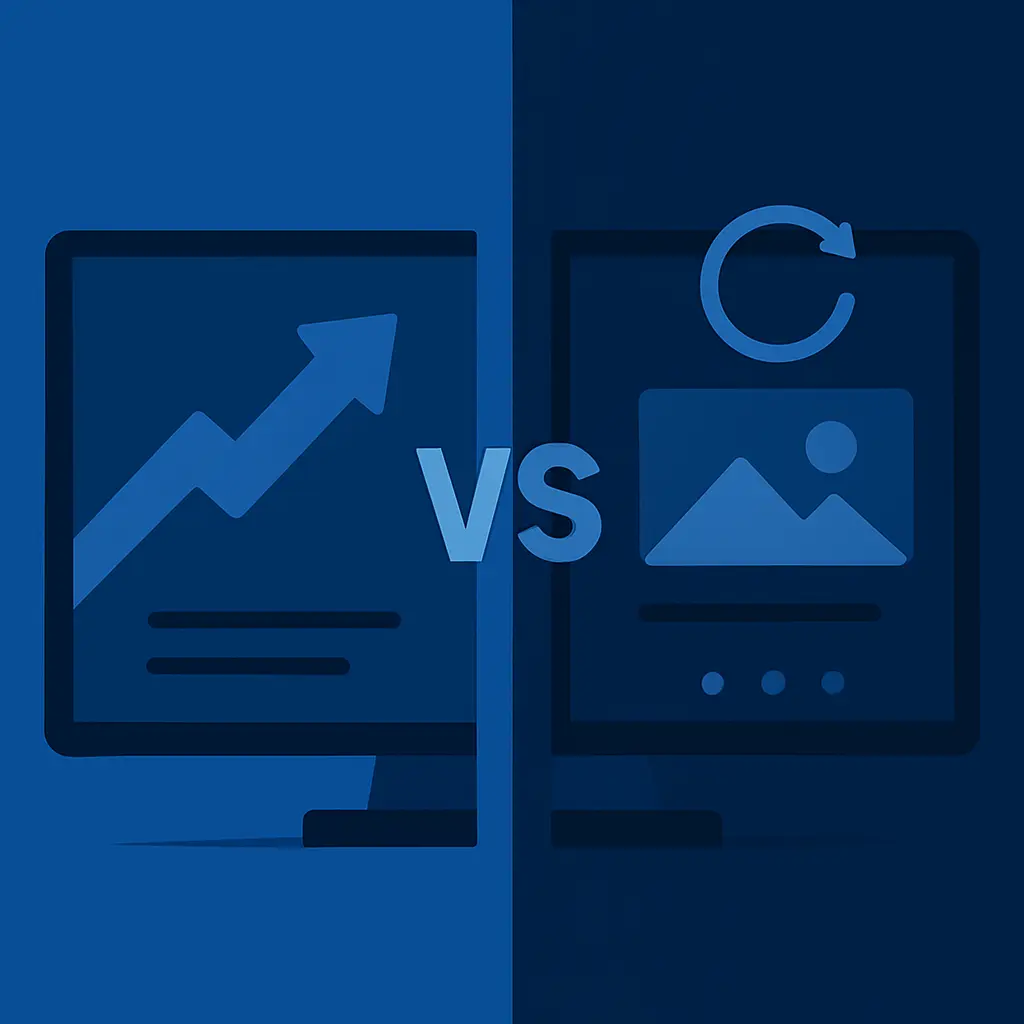 Split comparison of static hero vs animated carousel