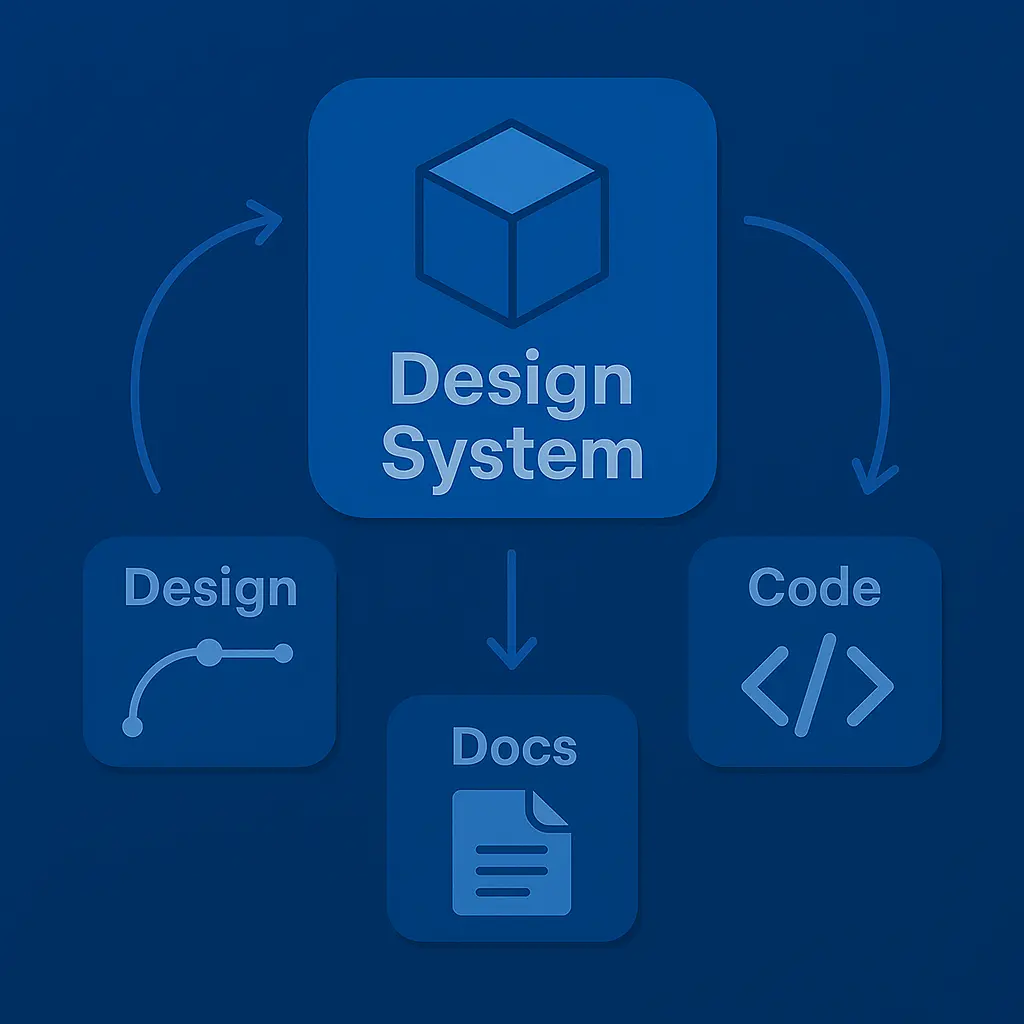 Diagram explaining the components of a design system