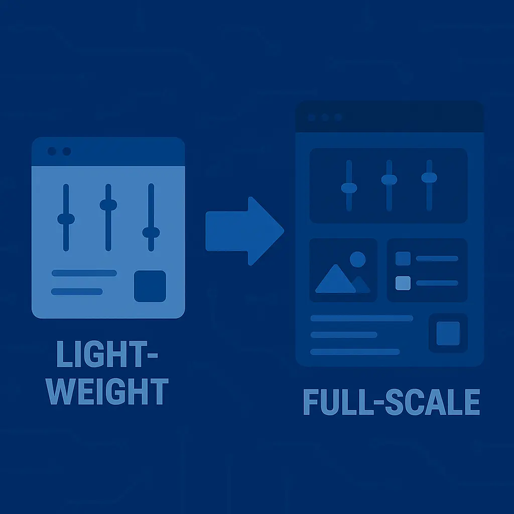 Diagram showing lightweight vs full-scale design systems