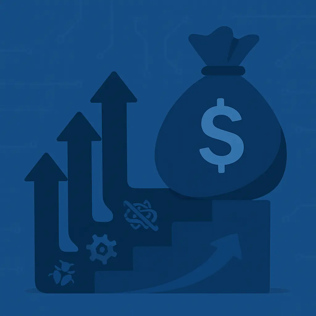 Diagram showing compounding tech debt and escalating refactor costs