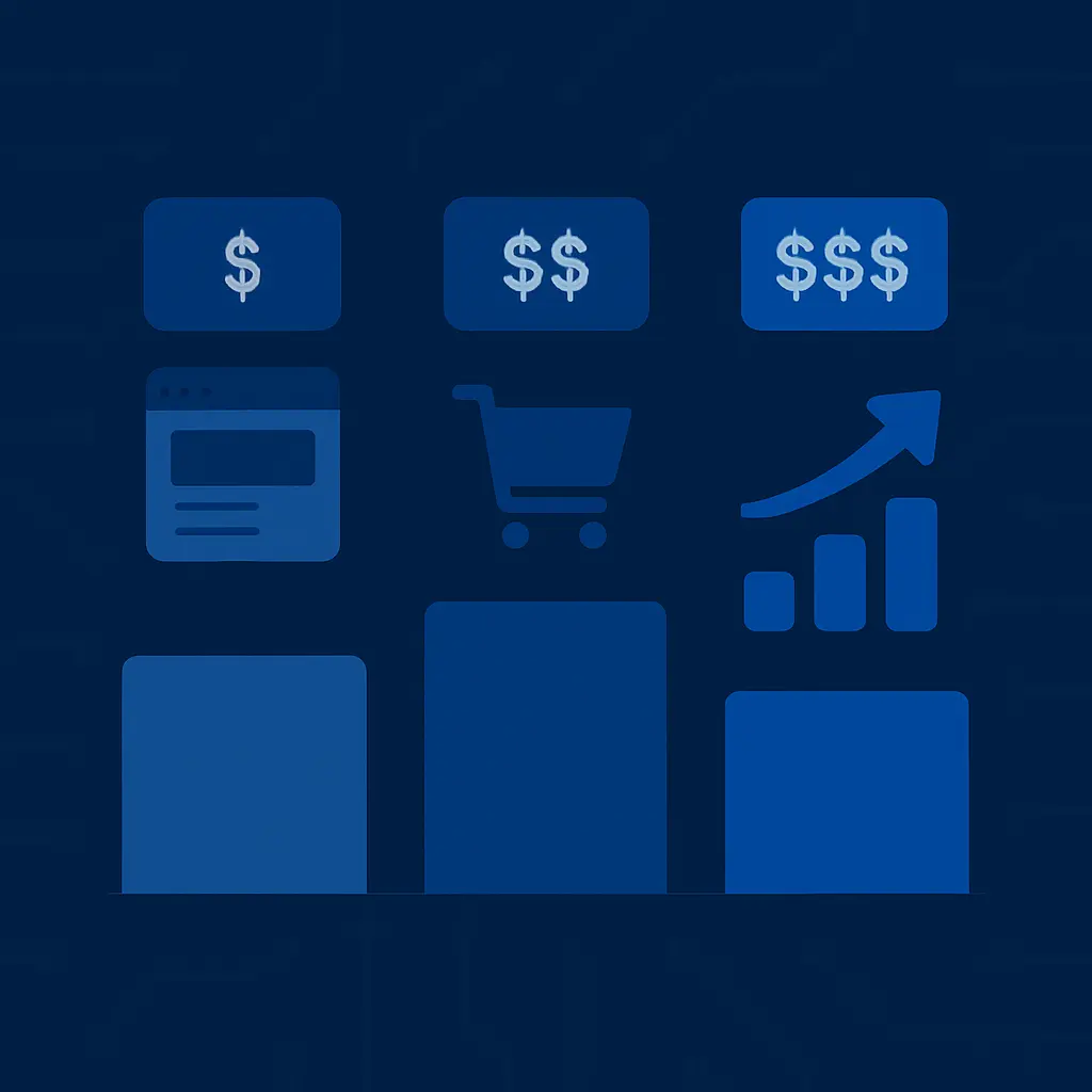 Diagram showing different levels of website investment and business impact