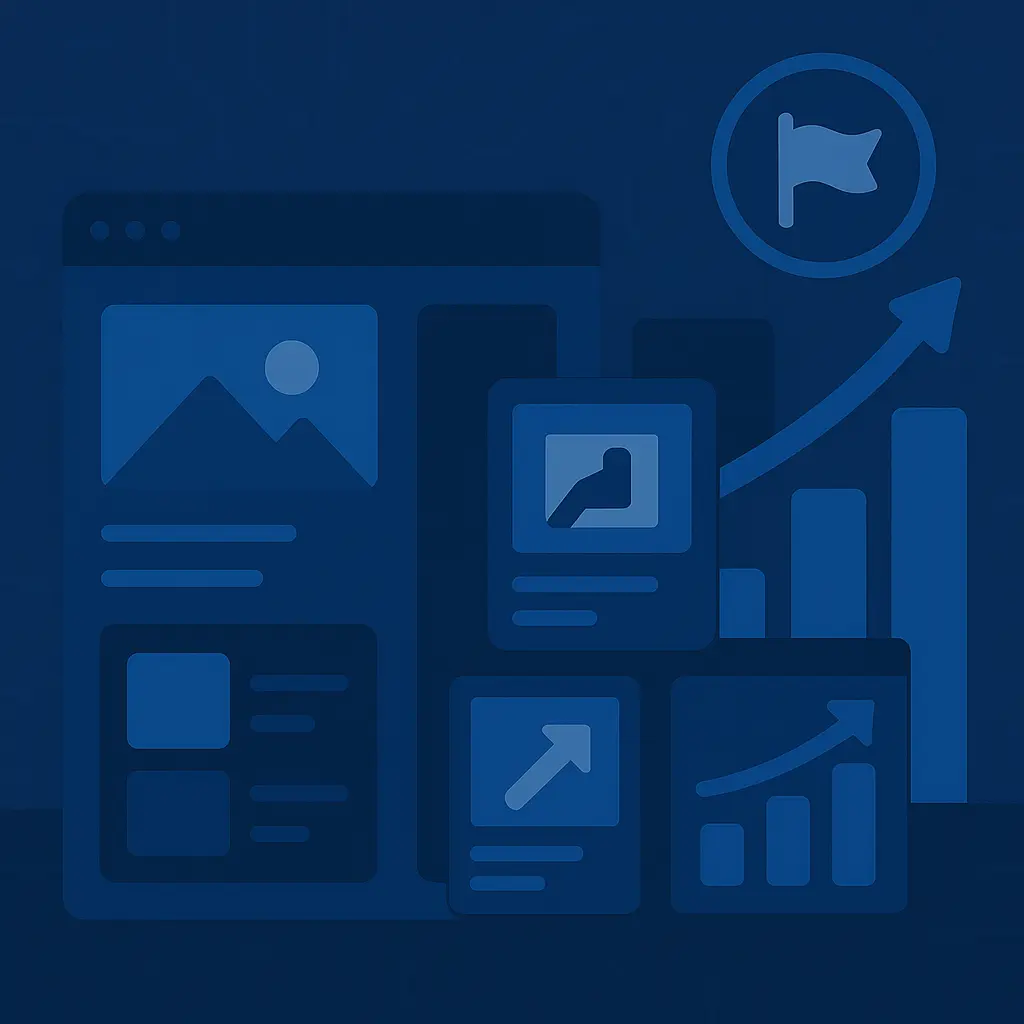Outcome-driven website strategy visualised with brand growth metrics