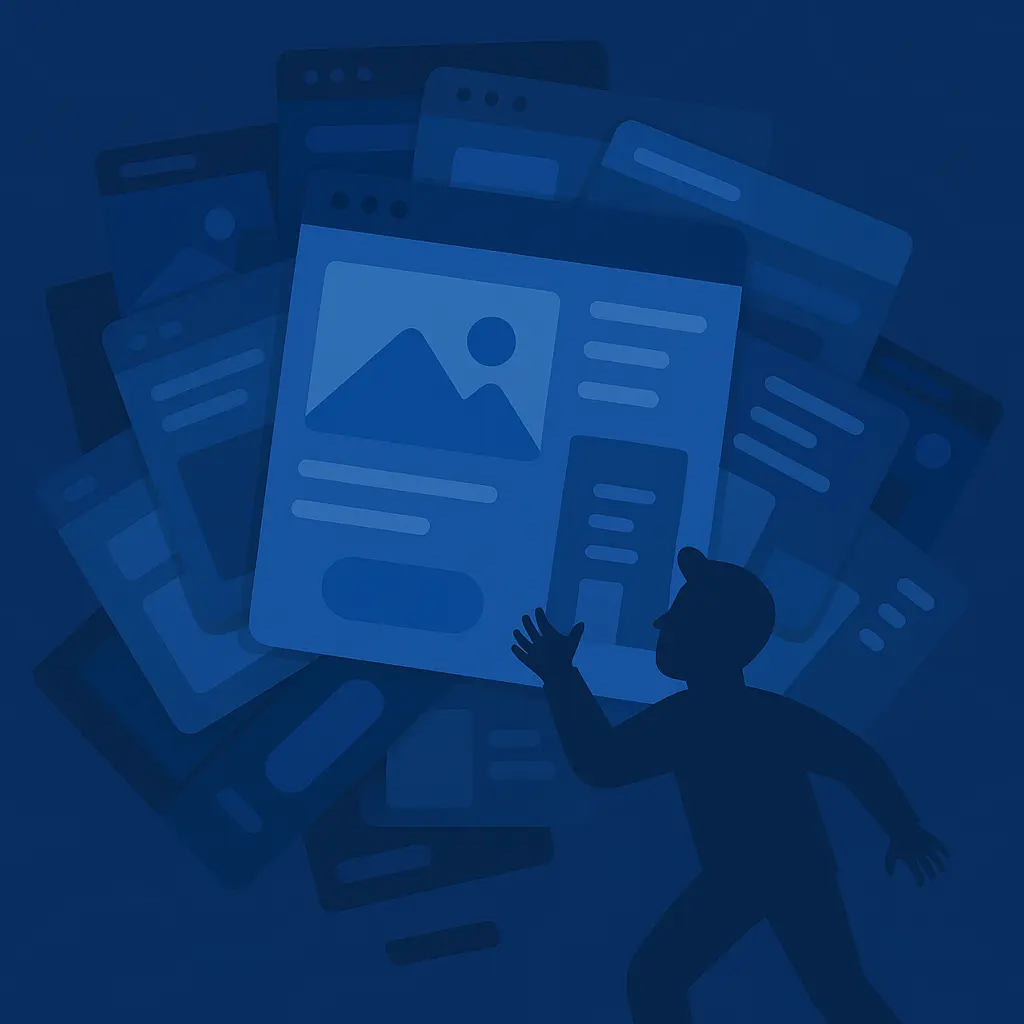 Diagram showing overbuilding websites beyond team capacity