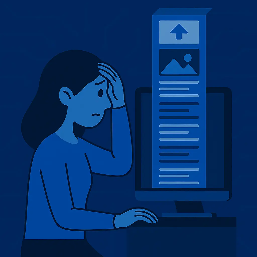 Overcrowded one-pager growing awkwardly with extra sections