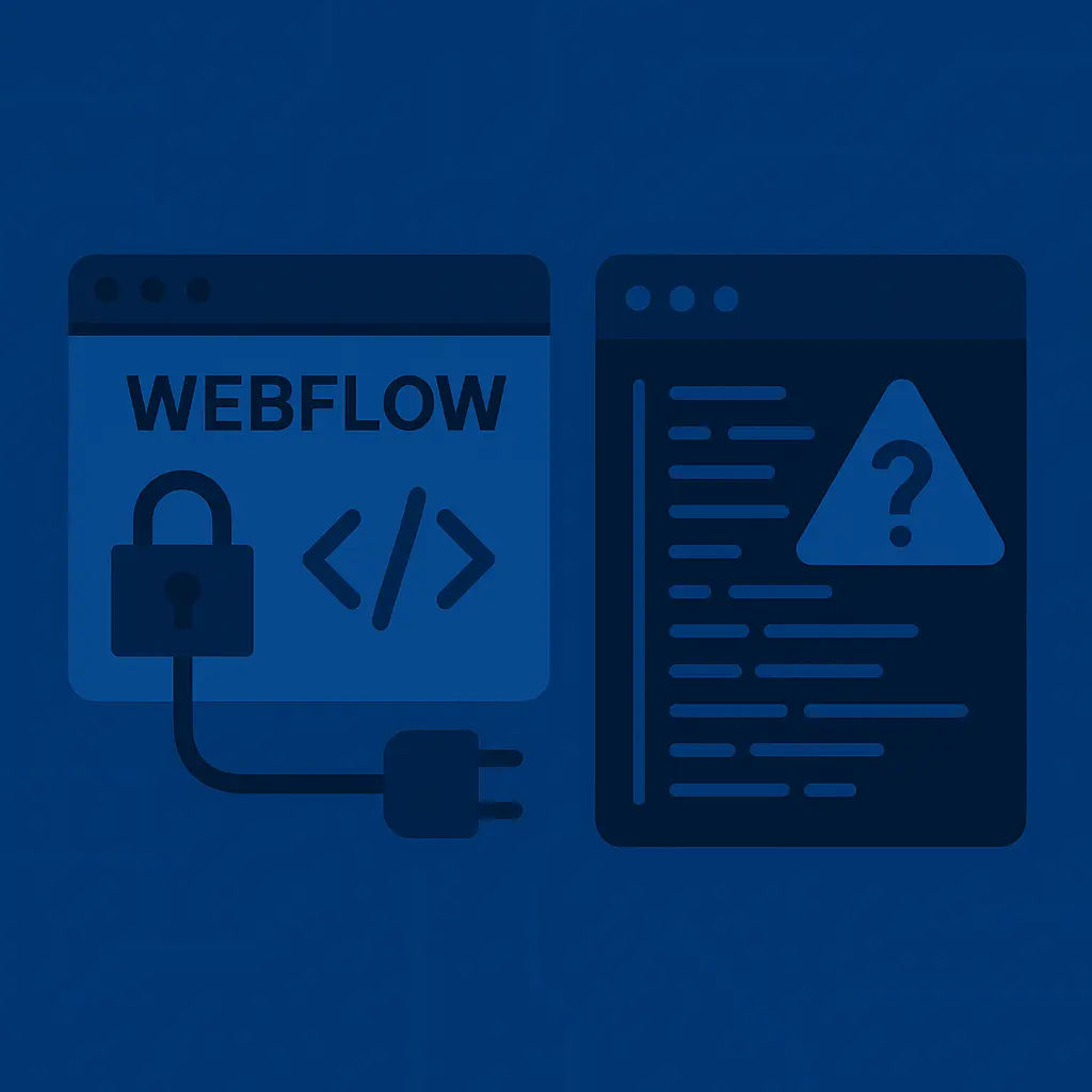 Screenshot of Webflow’s code export limitations