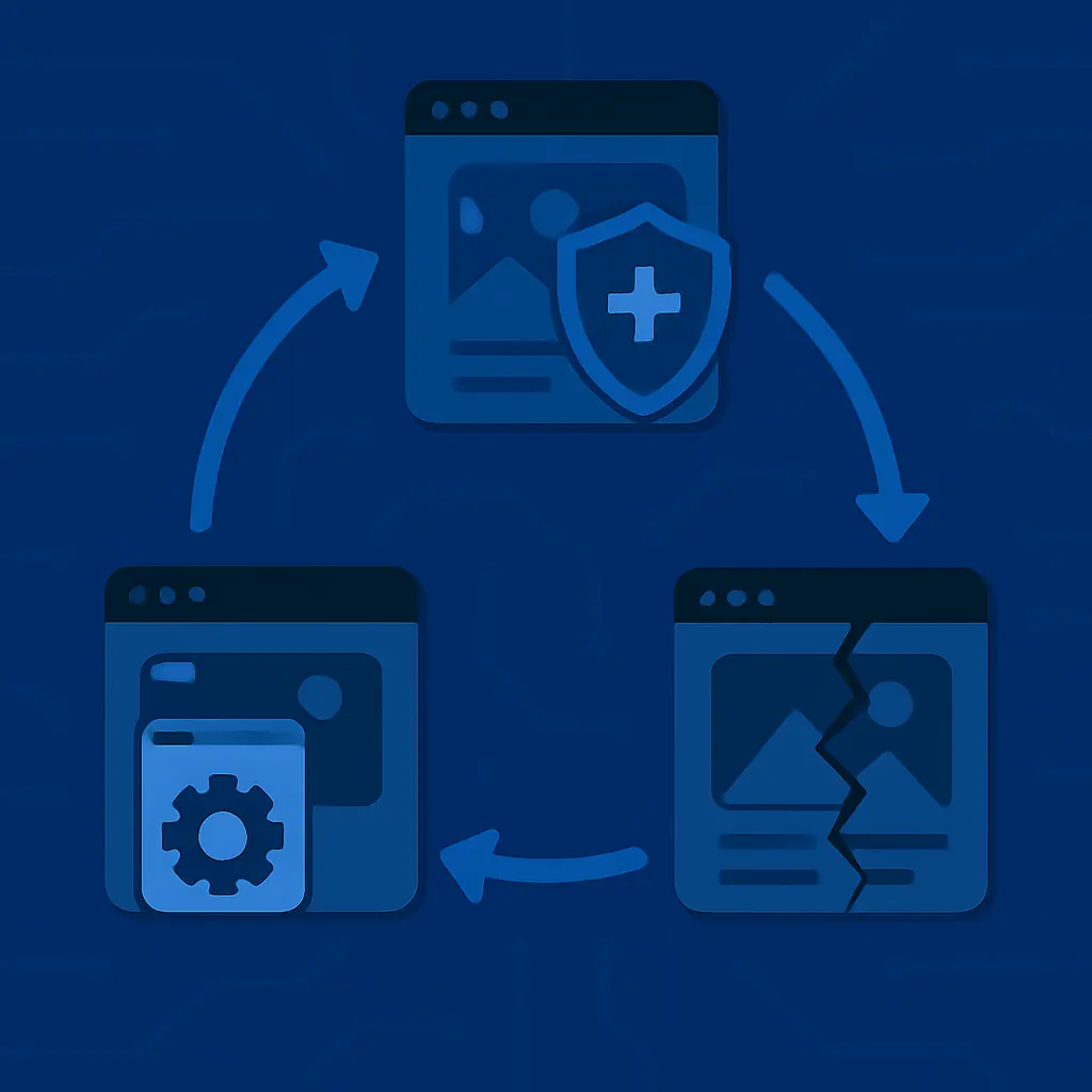 Loop illustrating the rebuild cycle of cheap websites