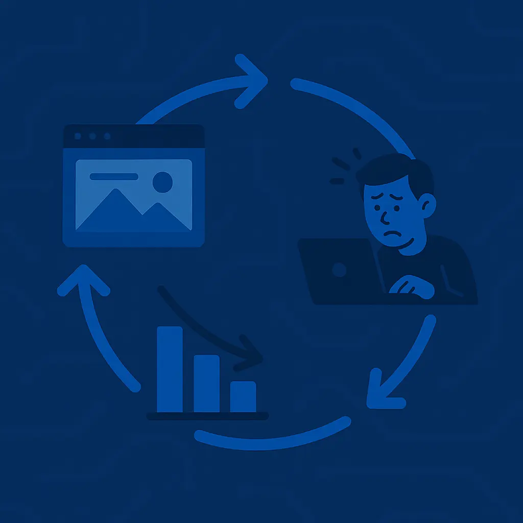 Diagram showing how broken processes cause content velocity to collapse
